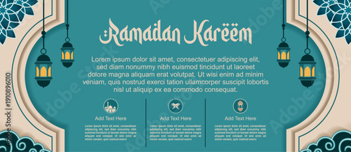 Ramadan theme background with Islamic decorations and elements