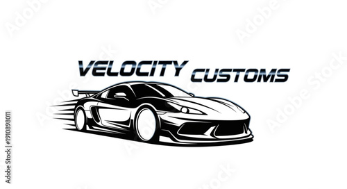 Velocity Customs Sports Car Logo Design.