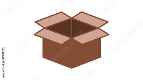 An open cardboard box viewed from above on a plain background