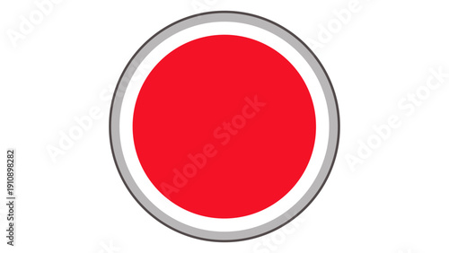 A red circle icon with a silver border is centered on a white background, viewed from directly above. Free Download A red circle icon with a silver border is centered on a white background, viewed from directly above. - GFXLoad