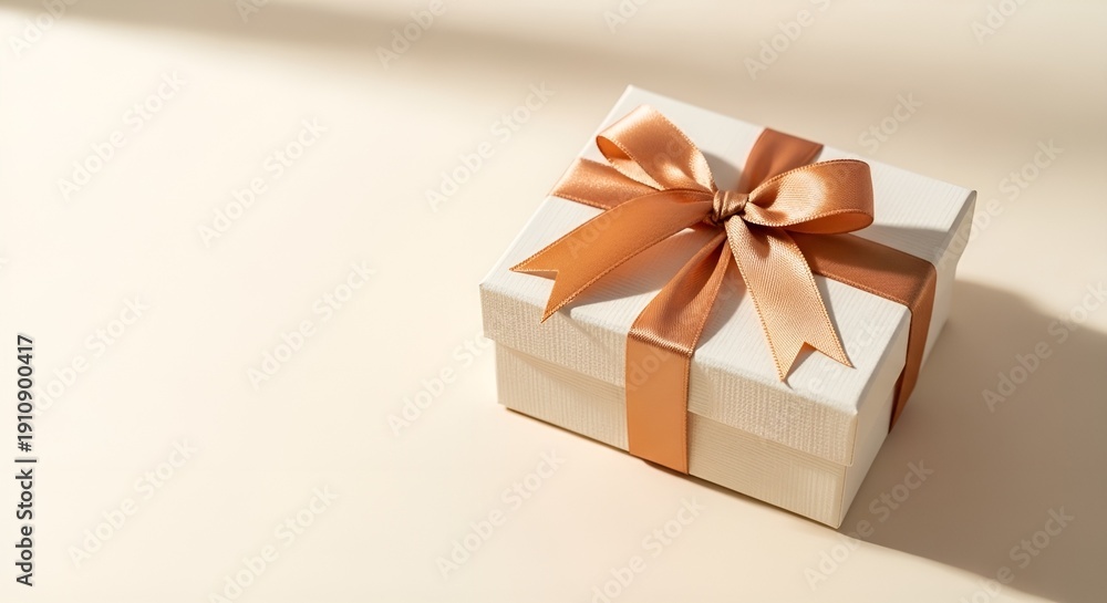 Fototapeta premium Luxury Minimalist Gift Box Mockup on Cream Background | Soft Shadows, High-Resolution Product Display