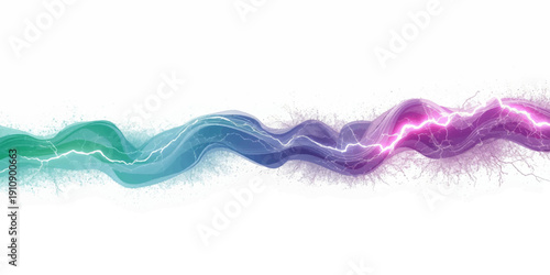 Abstract colorful smoke and wave design featuring smooth purple and blue light patterns with silk curves and motion swirls on a vibrant rainbow backdrop illustration