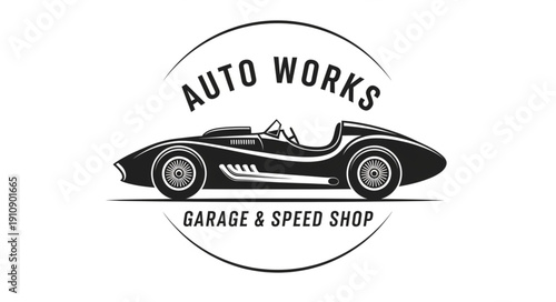 Vintage Auto Works Garage Speed Shop Emblem.