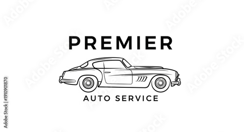 Vintage Car Line Art Illustration.