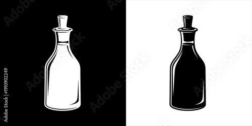 Elegant Contrast Duo of Stylized Bottles with Cork Stoppers for Liquid