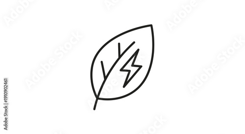 Simple Line Drawing of a Leaf.