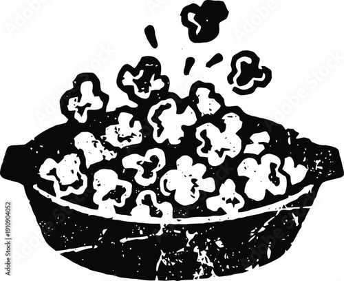 Popcorn in bowl, crunchy savory snack, freshly made, casual food for movie and party time