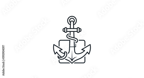 Simple Line Drawing of an Anchor.