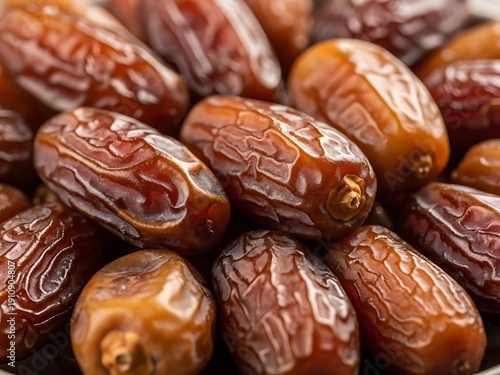 Closeup of a pile of fresh brown dates