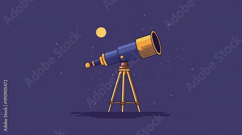Stargazing with a telescope on a clear night under a starry sky