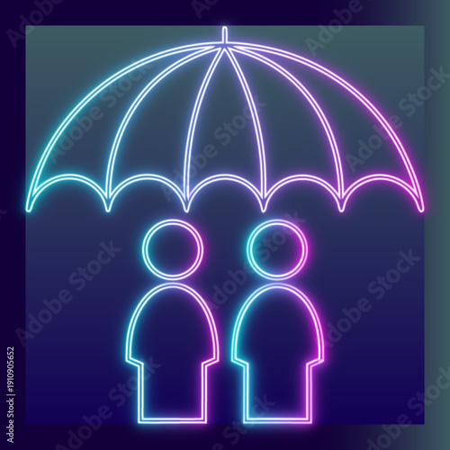 Friends Under Umbrella Light