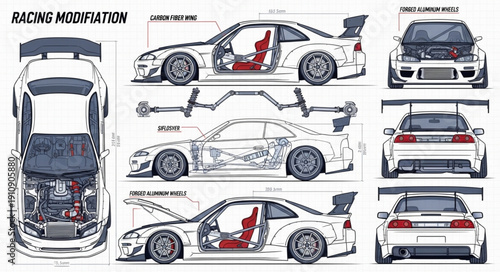 White Sports Car Racing Modifications.