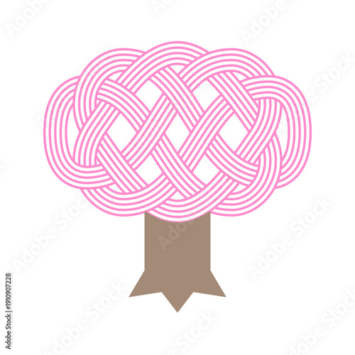 水引きの桜の木。入学祝い用のカットイラスト