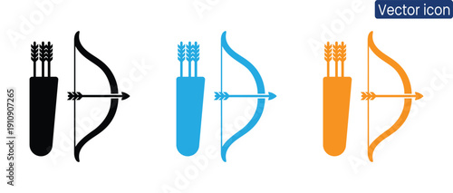 Colorful bow and arrow icons in black, blue, and orange