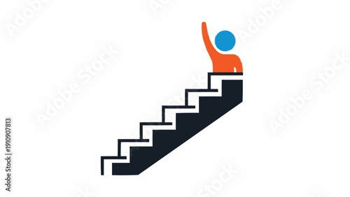 Bild auf Leinwand Person climbing up the stairs successfully.
