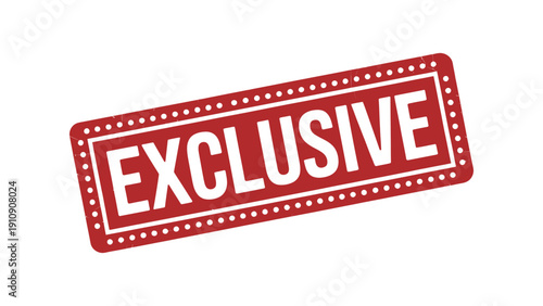 exclusive red rubber stamp label isolated on white background grunge textured badge design for premium offer marketing promotion