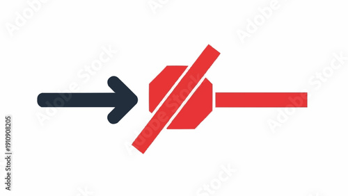 Bild auf Leinwand Red slash through arrows symbol.