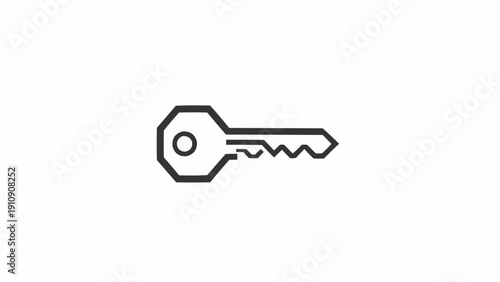Foto Metal Key with Jagged Edges Closeup.