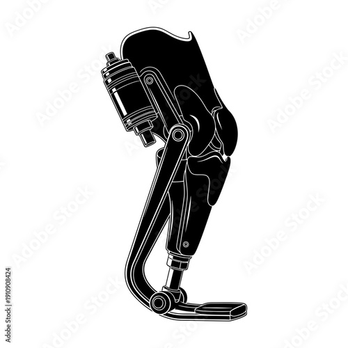 Advanced robotic leg prosthetic with intricate mechanical design and structure