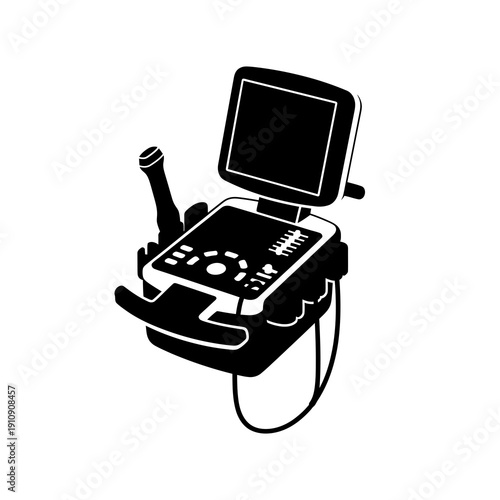 Modern ultrasound machine with adjustable screen and control panel