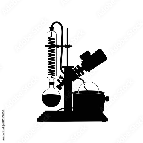 A detailed diagram of a laboratory apparatus used for distillation processes