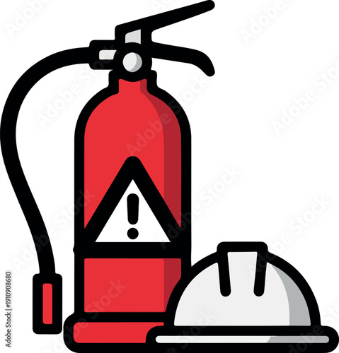 Fire Extinguisher and Hard Hat Safety Equipment Icon