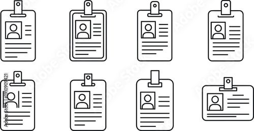 Minimal line clipboard and document icon variations with profile cards, forms, records, and digital paperwork concepts