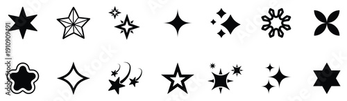 Sparkle star icons. Shine icons.  abstract sparkle black silhouettes. Set of twinkling star vector.