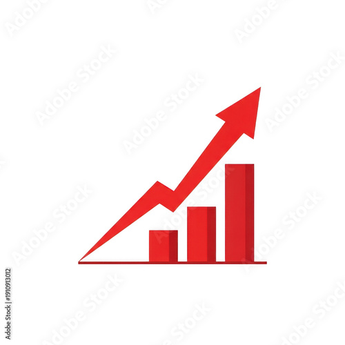 Free Download Golden upward arrow with ascending bars isolated on transparent background - GFXLoad
