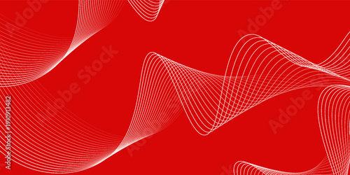 Abstract background with lines and waves. Medium banner size. Element for design. Vector background for brochure, booklet, flyer, poster. Red and white gradient. Love, Valentine's Day
