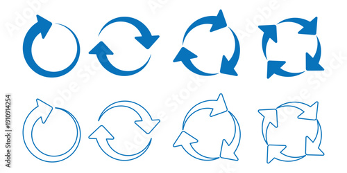 circle arrow icon set. circular arrow icon, refresh, reload, rotation. Green recycle vector icon symbol. Repeat and reload icons set and arrow rotation circle