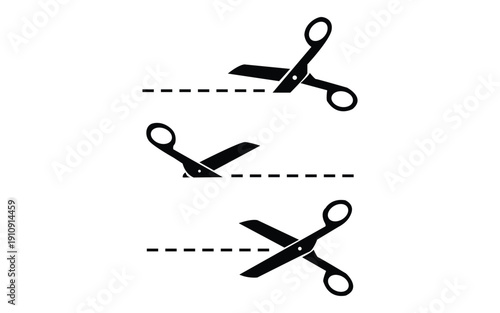 Scissors cutting dashed line icon set isolated on white background symbol for coupon or cut