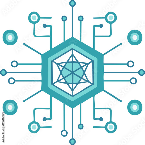 Simple Icon of Quantum Node with Grid Design