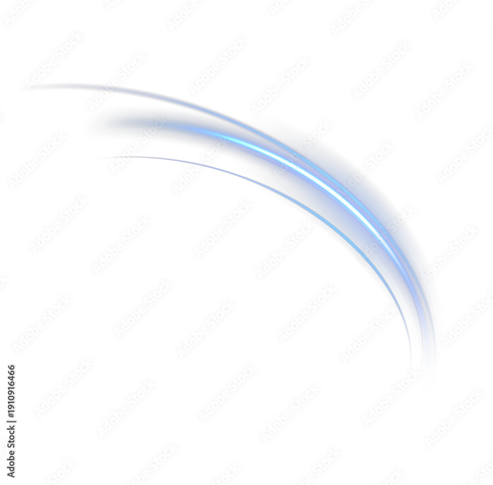 Obraz premium Blue, wave, wind, light, line glowing curved PNG with transparent trail and bright speed effect. PNG Overlay 