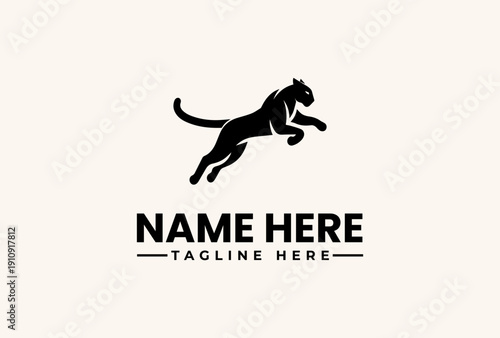 A black horse logo with a bold, modern design and sample text on a beige background, featuring a vector illustration style with a clean and minimalist aesthetic.