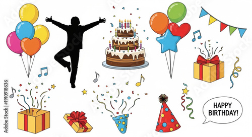 Birthday Celebration with Cake and Gifts.