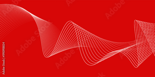 Abstract background with lines and waves. Medium banner size. Element for design. Vector background for brochure, booklet, flyer, poster. Red and white gradient. Love, Valentine's Day