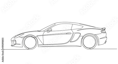 Black and White Car Side View.