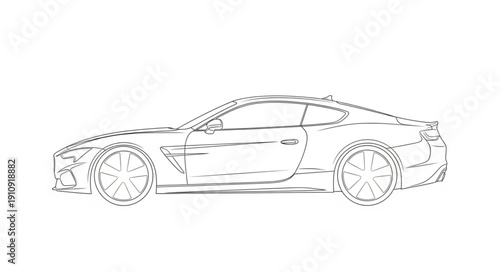 Black and White Car Illustration.