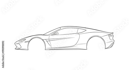 Black and White Car Illustration.