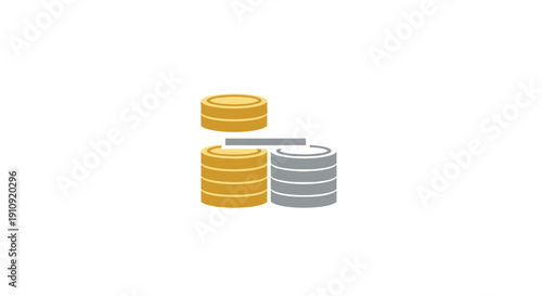 Stacks of Gold and Silver Coins.