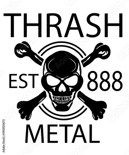 Thrash Metal Skull And Crossbones
