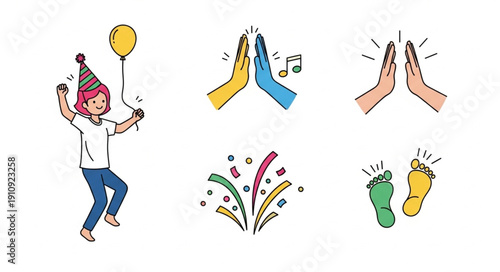 Cartoon Character Celebrating with Clapping Hands.