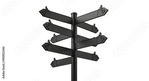 Black Directional Signpost with Multiple Arrows.
