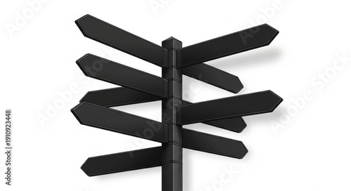 Black Directional Signpost with Multiple Arrows.
