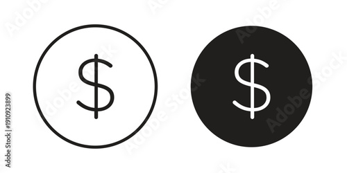 American dollar icon illustrations. Pack of vector icons for ui ux