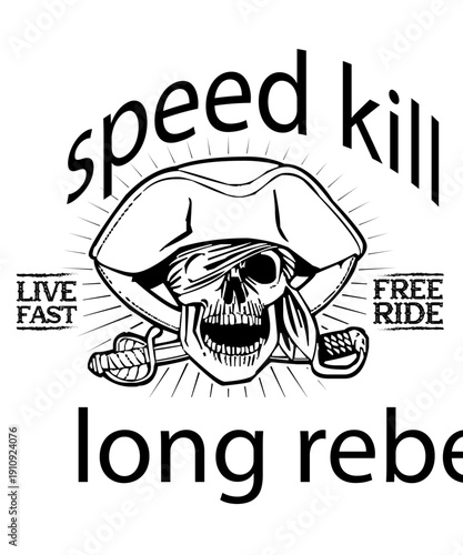 Speed Kill Pirate Skull Illustration