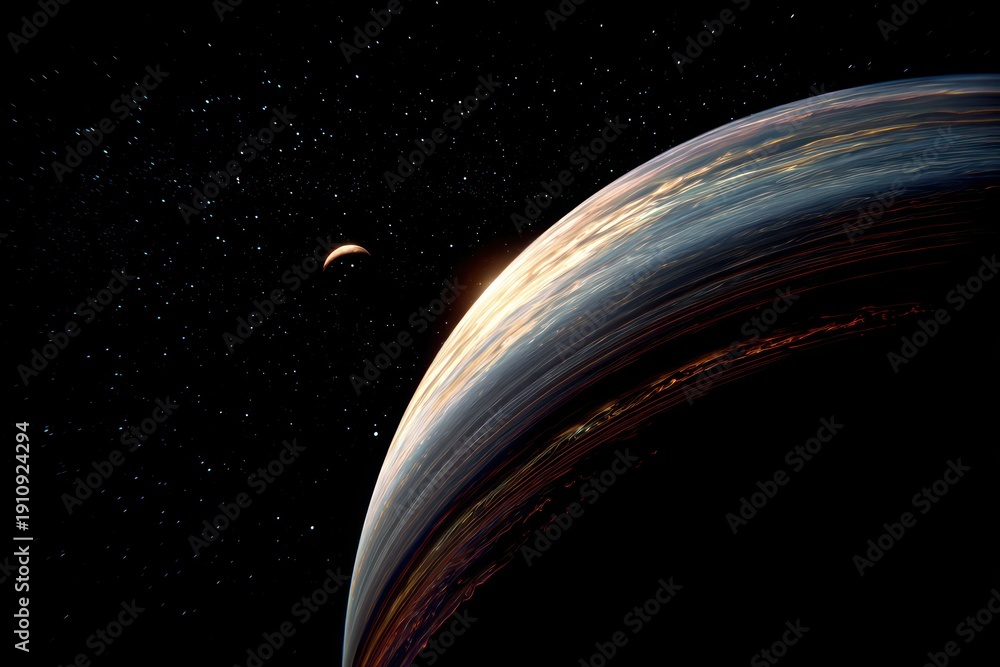 Fototapeta premium Mysterious planet orbiting in a vast galaxy