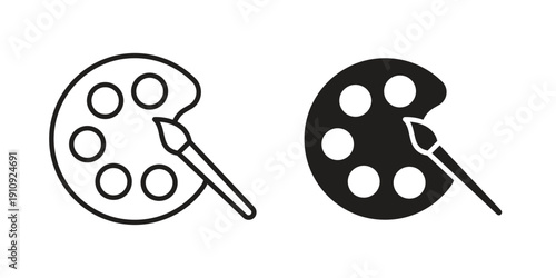 Artist color palette icon illustrations. Pack of vector icons for ui ux