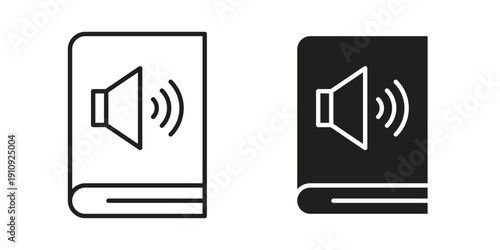 Audio book icon illustrations. Pack of vector icons for ui ux